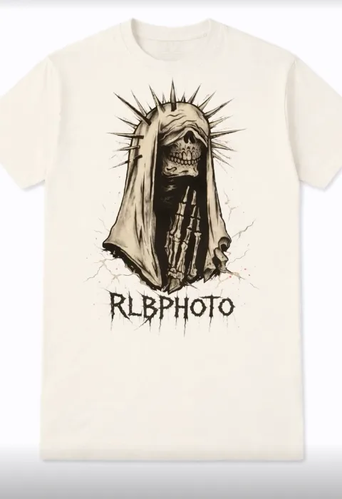 Hooded Skull Tee — Cream graphic tee by RLB Photo