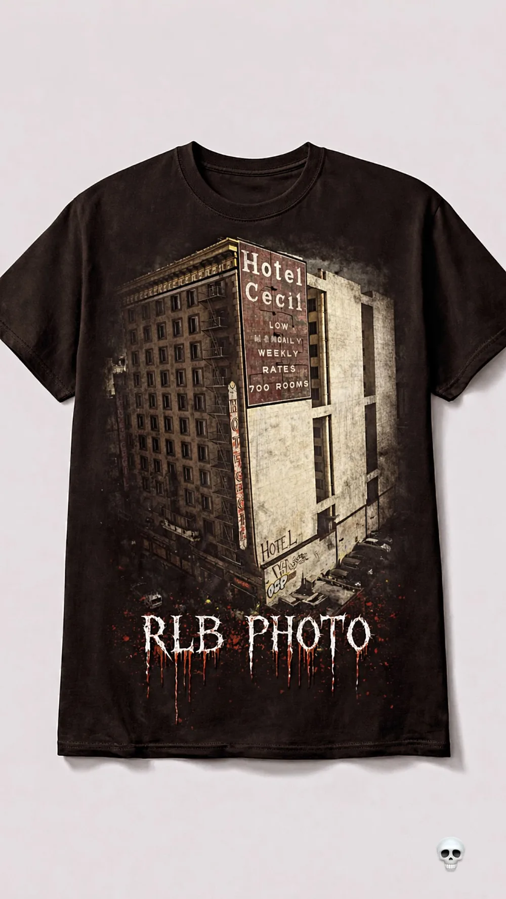 Hotel Cecil Tee — Black graphic tee by RLB Photo